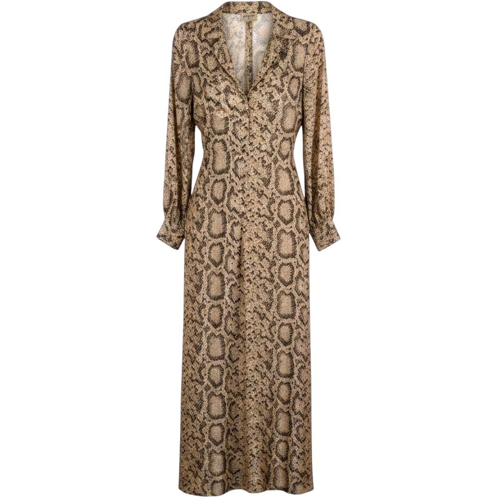 Vintage Maxi Dress Snakeskin Print Metallic Gold Lurex Pat Richards Small