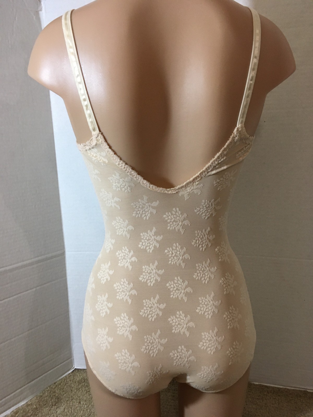 36B Vtg LILY OF FRANCE All in One Girdle Bodysuit Bra Body Shaper Floral RARE