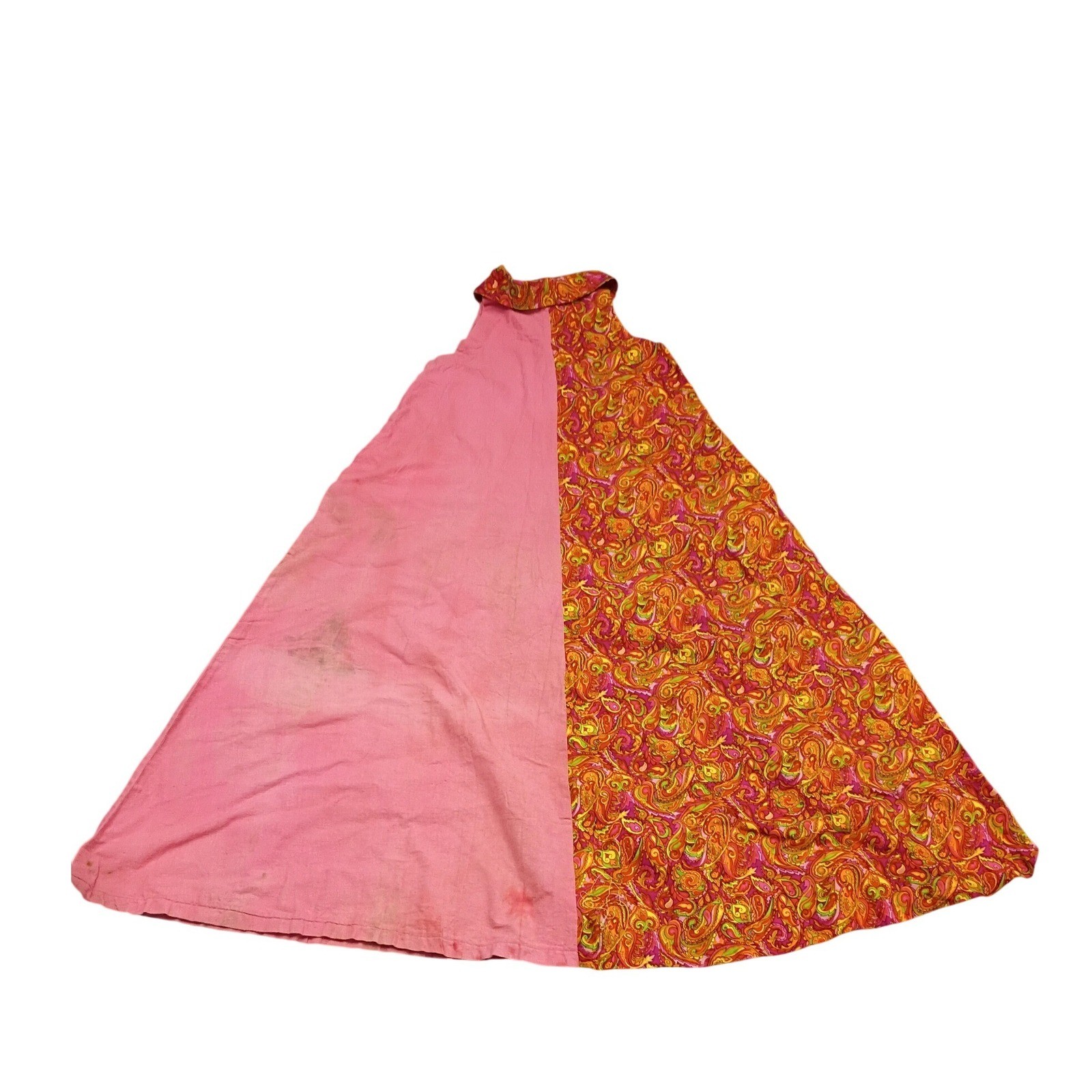 Vintage Maxi Dress Womens S Pink Orange Paisley Mod Vintage Psychedelic 60s 70s