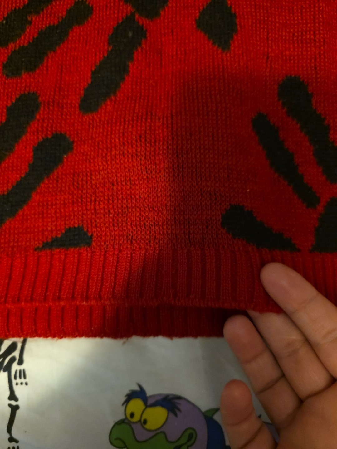 RARE Betsey Johnson Vintage Punk Label 1980’s Hand Print Red Sweater, See Pics!