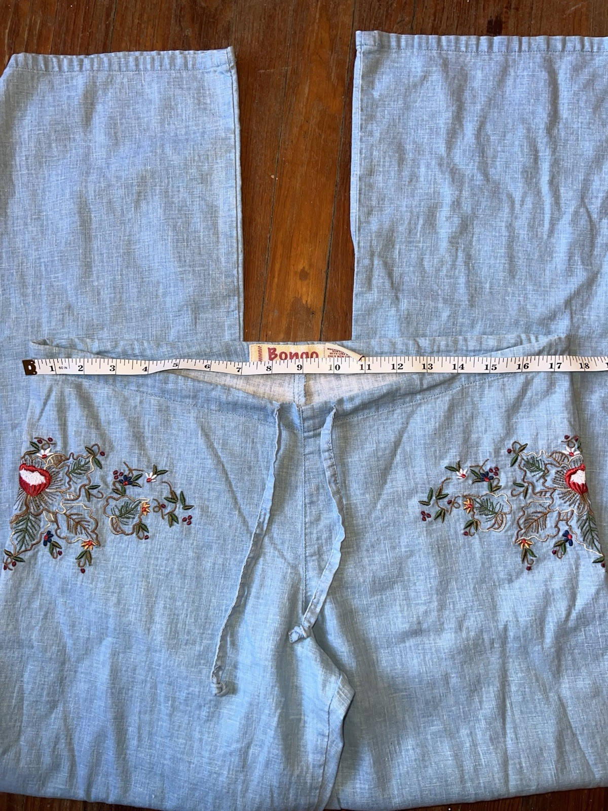 Vintage Women’s Embroidered BONGO Cotton/Linen Blend Pants Size Medium