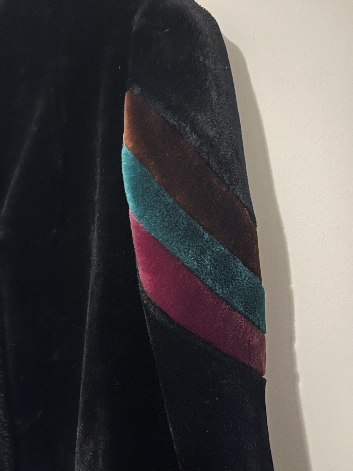 Vintage Glenoit Women’s Black Fur Coat With Color Blocks Size L/XL
