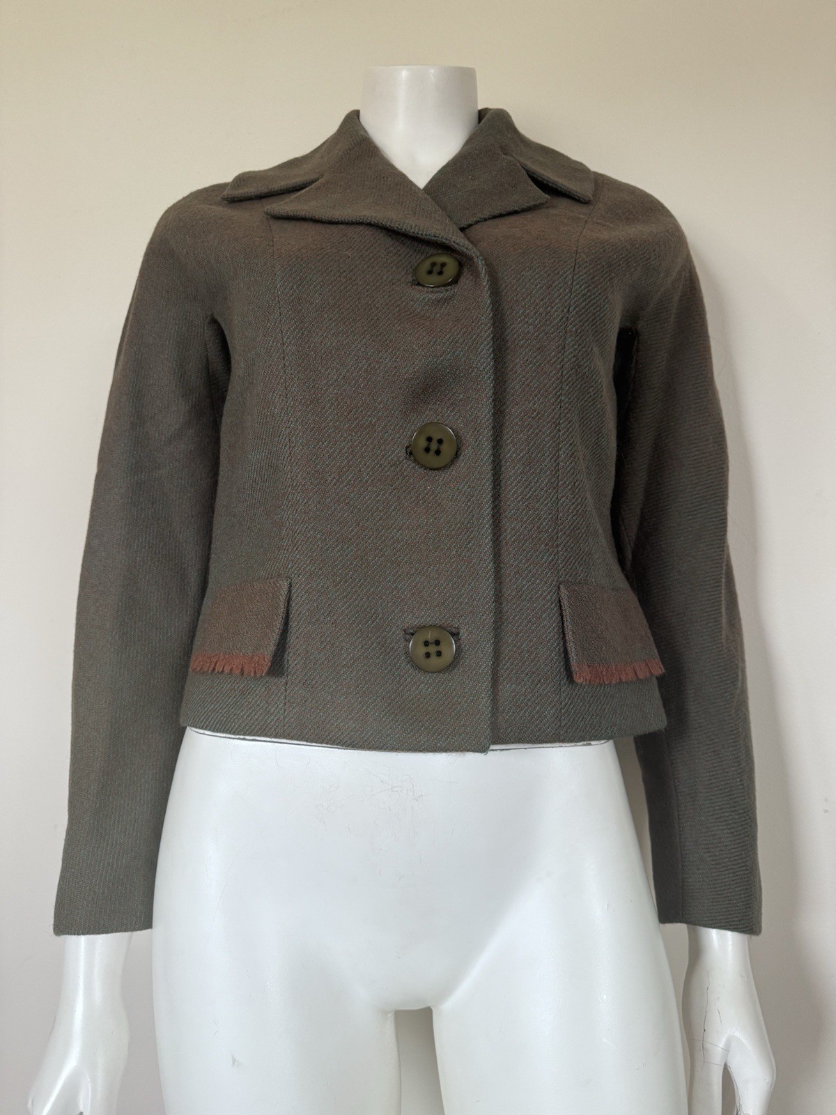 VTG 40s/50s Women’s Hyde Park Drum Tweed Jacket Back Bow Mid Century Retro Chic