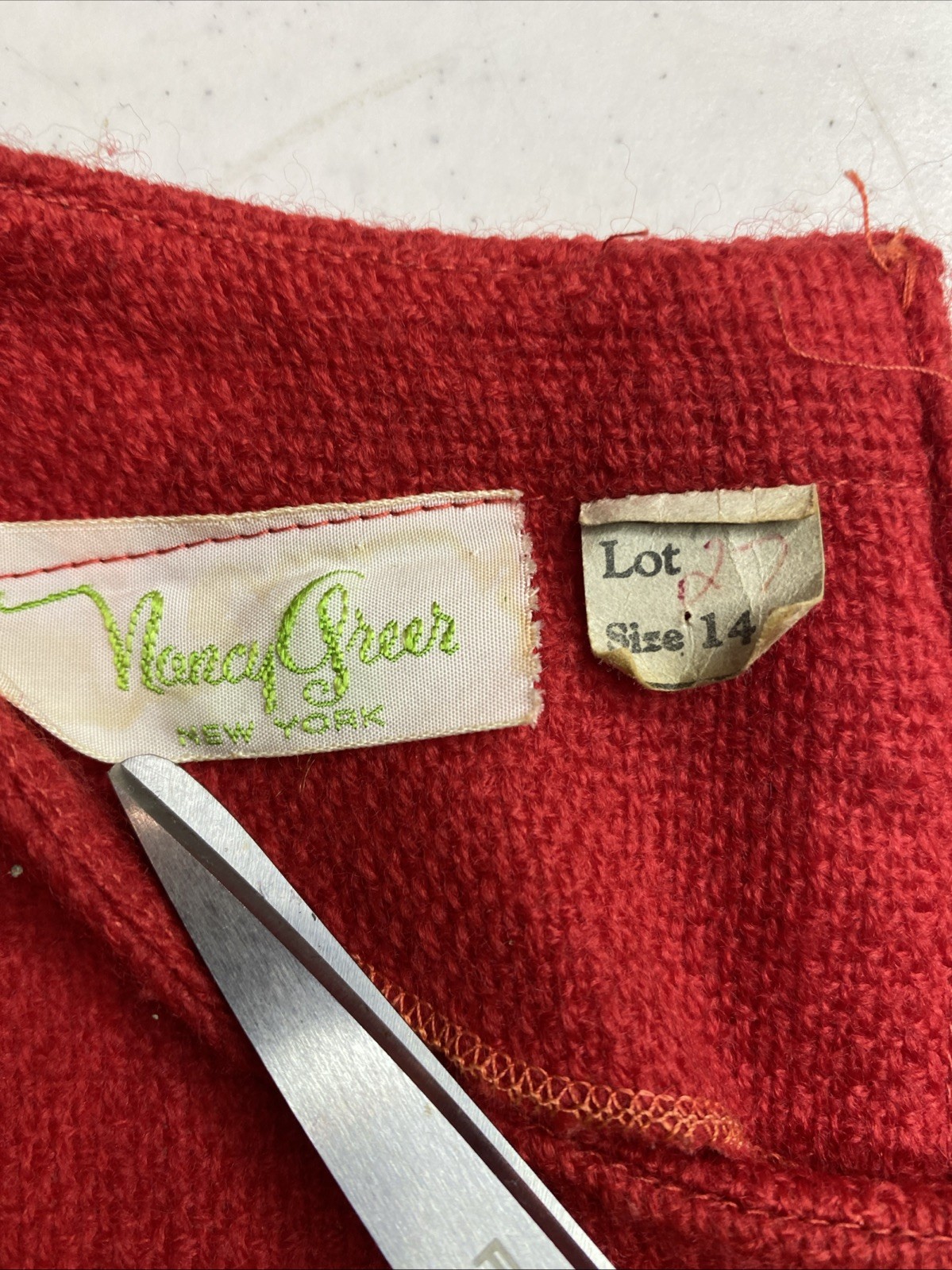 Vtg Nancy Greer New York Button Red Tweed Dress Career Size 14