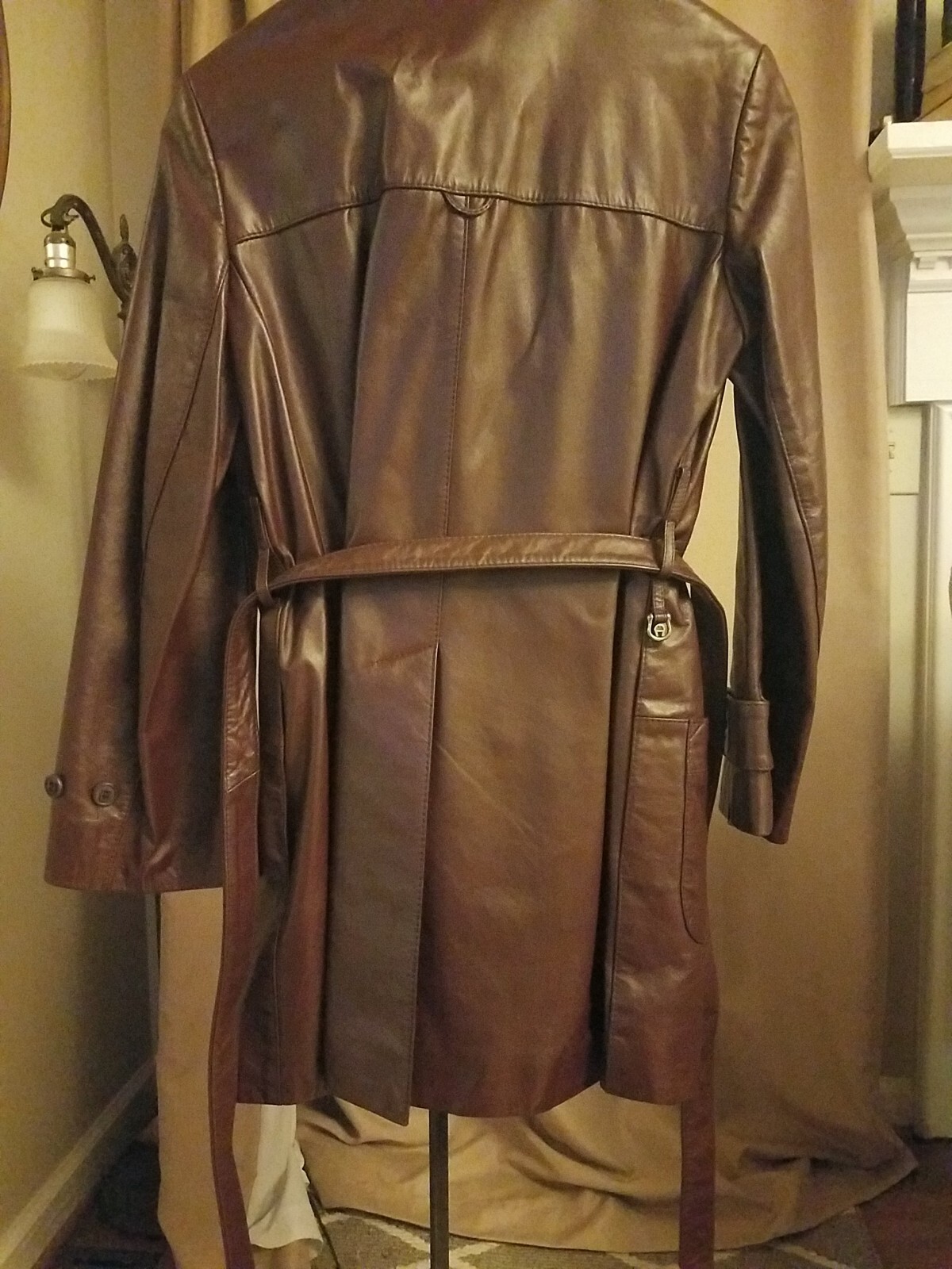 Vintage Etienne Aigner Leather Jacket Chocolate Brown Trench Coat Women’s 10