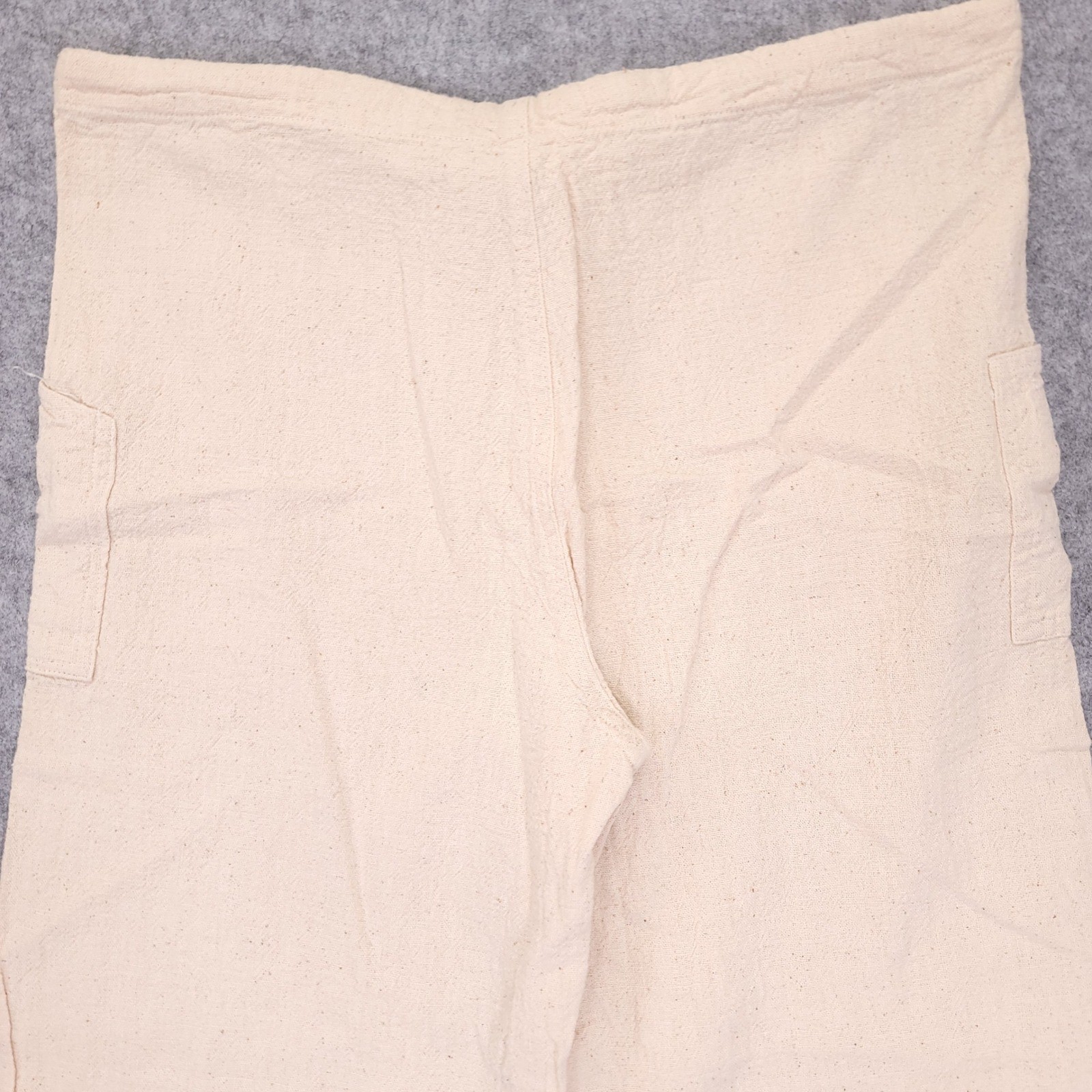 Vintage Santa Monica California Cotton Pants Cream Drawstring Relaxed 32×32
