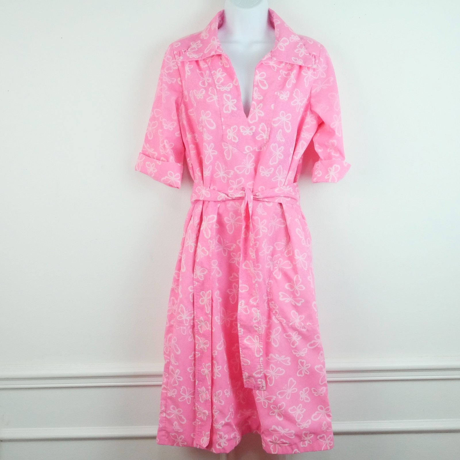 Vintage Lilly Pulitzer 1960s The Lilly Medium Dress Pink Butterfly Tie Waist MCM