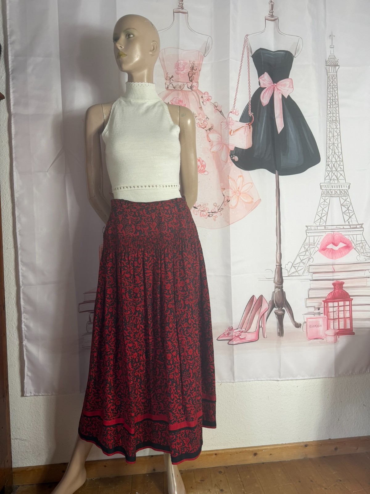 80s designer maxi skirt Franz Haushofer Miss Antonette vintage brocade size 36 38