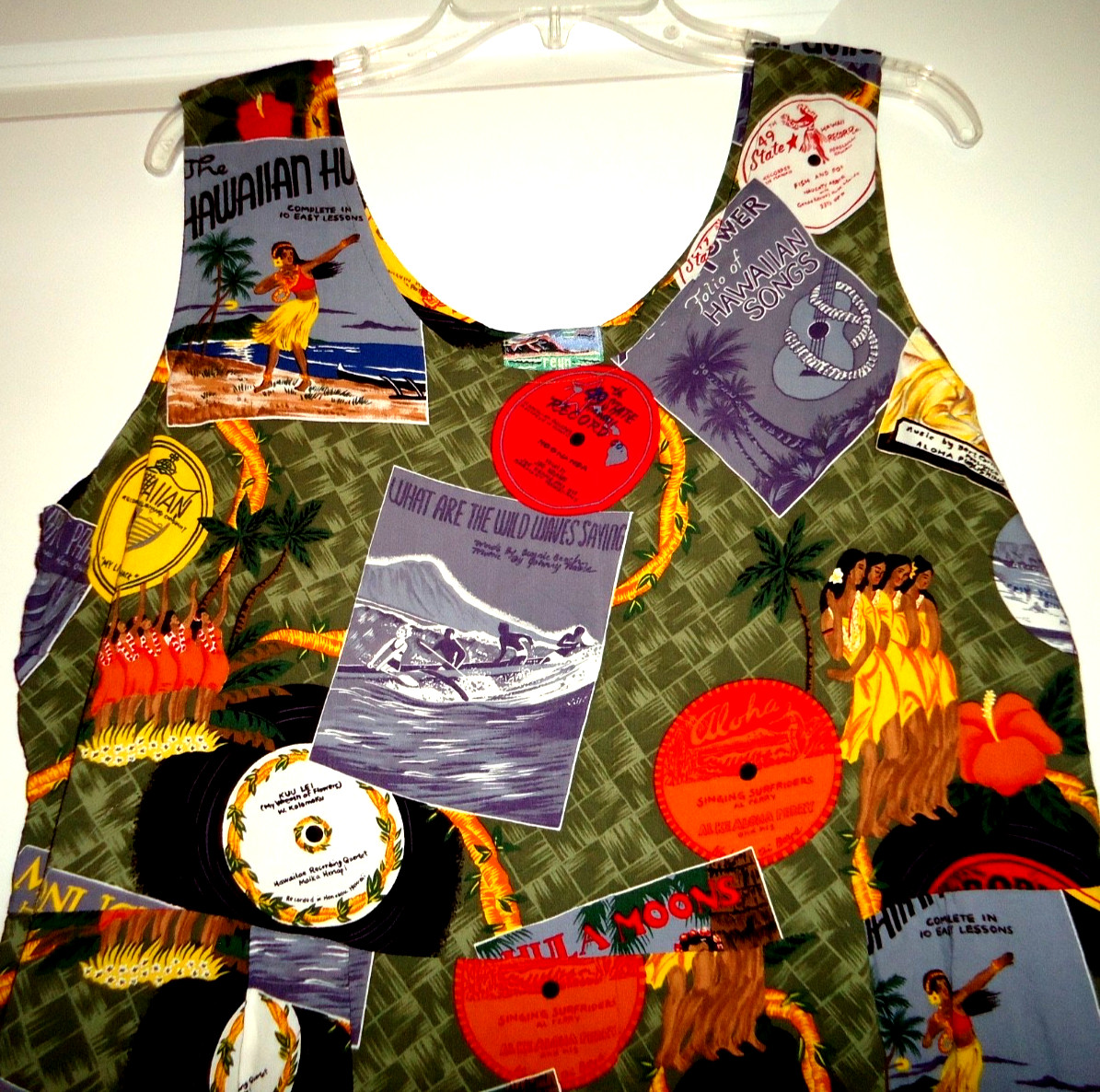 Reyns Spooner Hawaiian Aloha Dress With Hula Girls Diamond Head Etc Size-L