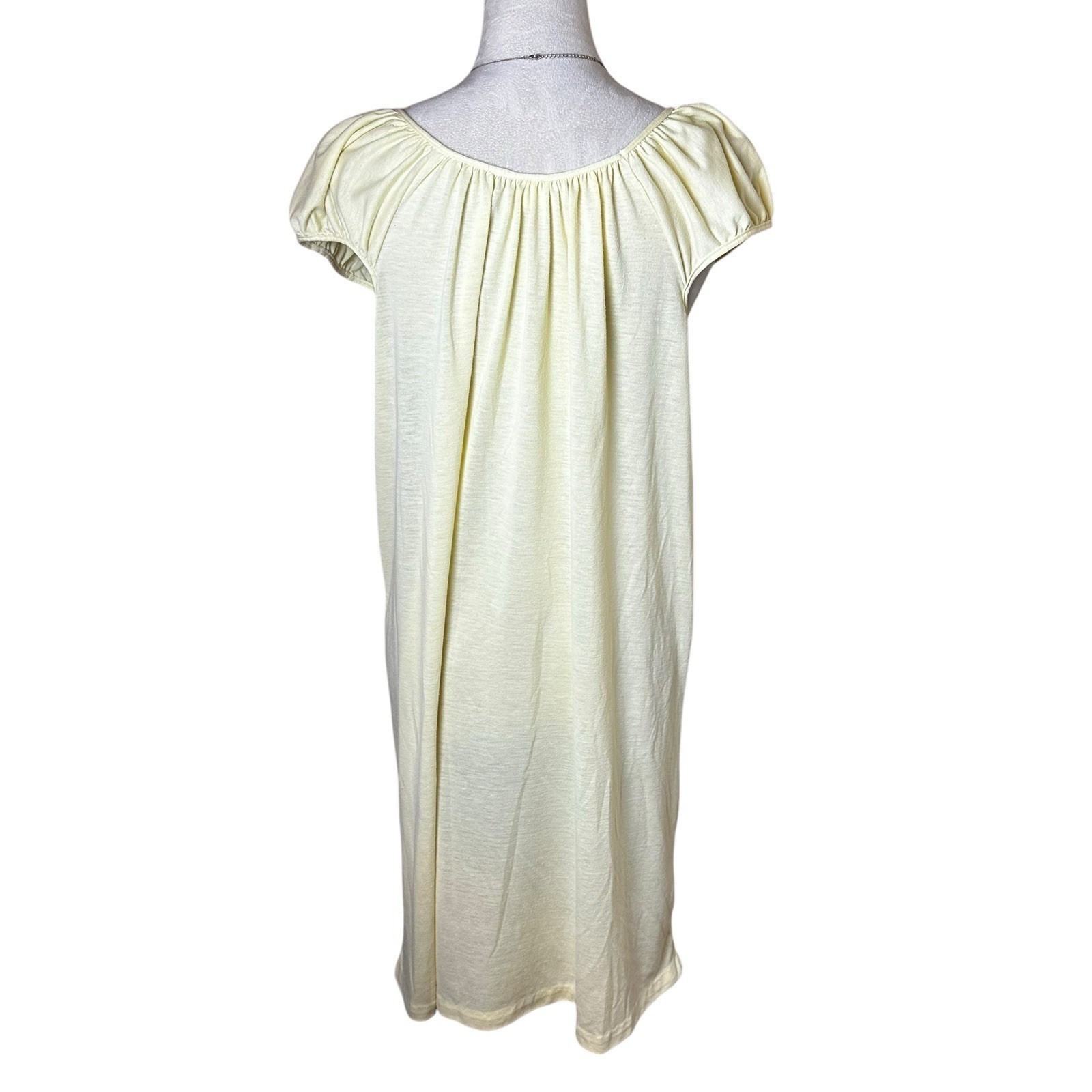 Vintage Nightgown Dress LG | Butter Yellow Lace Embroidered Cottagecore Prairie