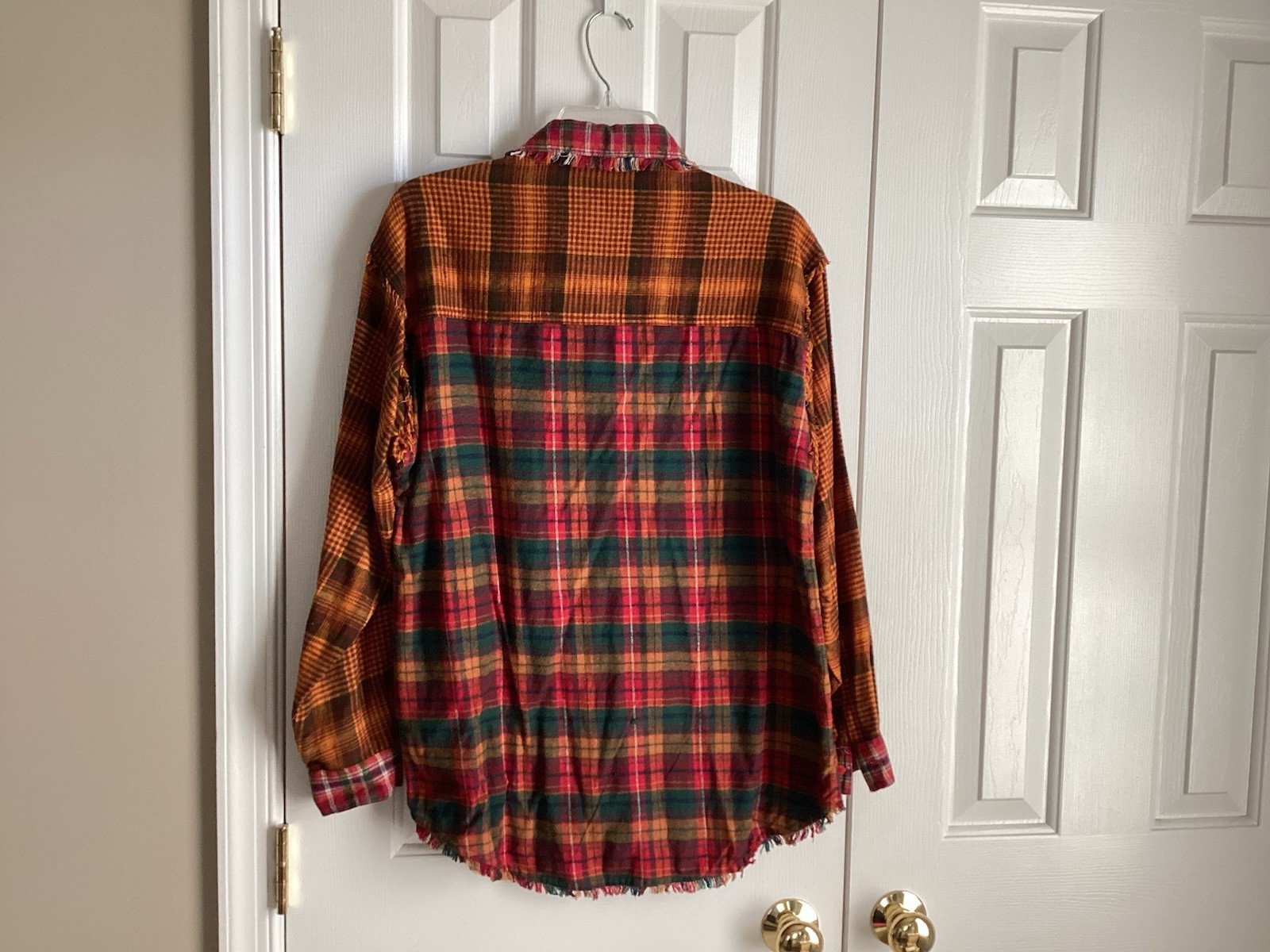 VINTAGE Bonjour Plaid Flannel Shirt Distressed ALL Cotton RETRO Sz Medium -EUC