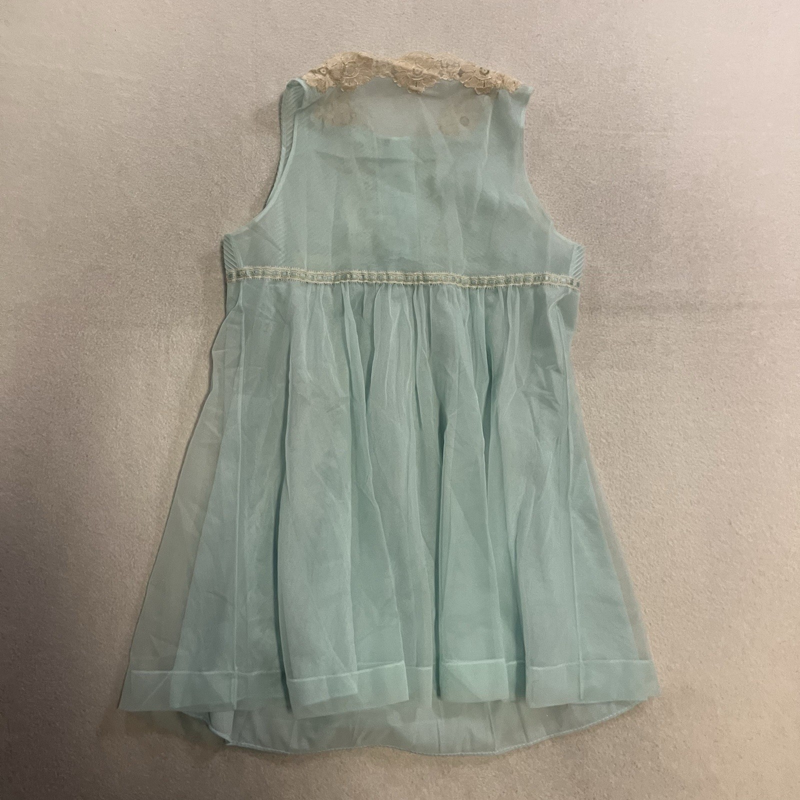 Vintage Gossadd Artemis 60’s Nightgown Set Women’s Petite Blue Ruffle Sheer