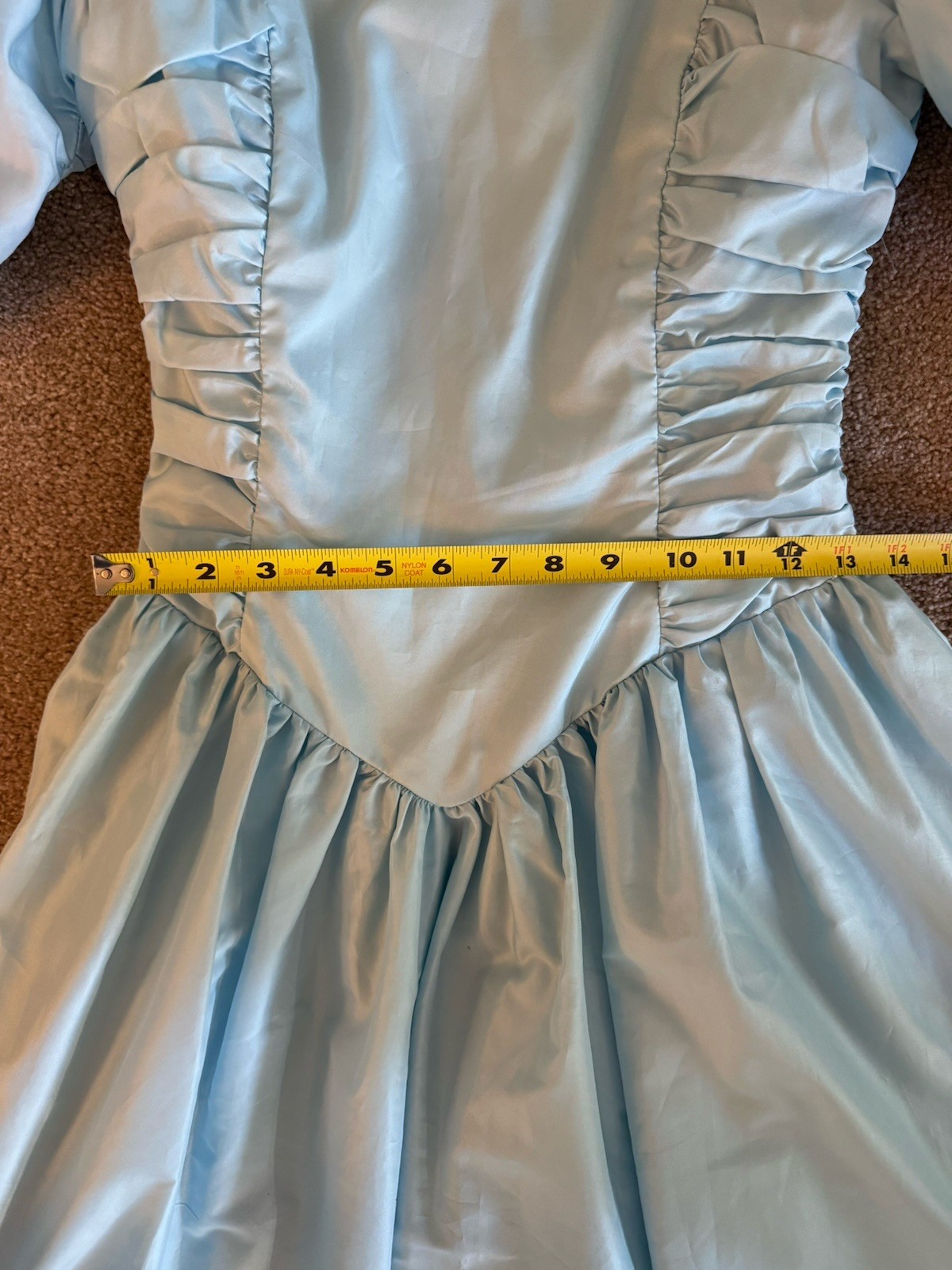Vintage 1980s Union Made Blue Puff Sleeve Prairie Dress ILGWU Made USA Size 7/8