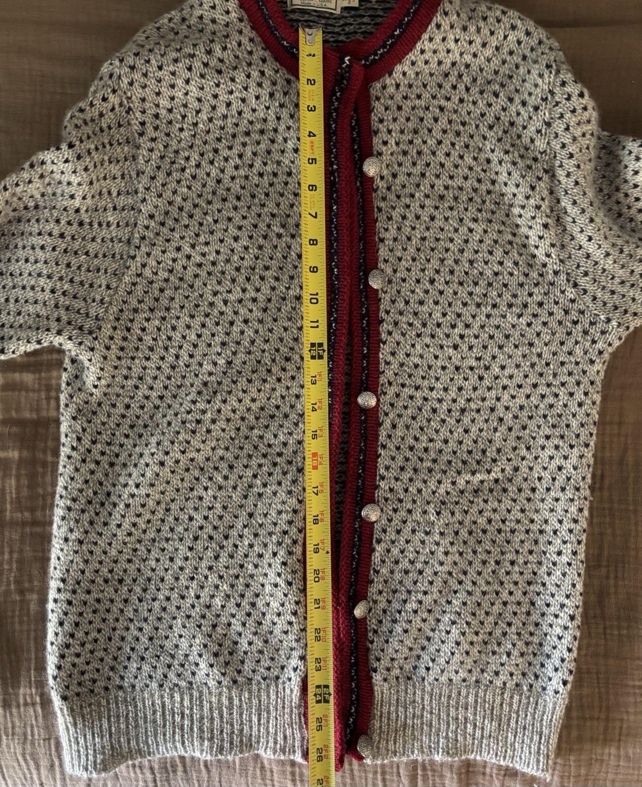 Vintage L.L. Bean USA Norwegian Wool Blend Cardigan Sweater (Size XL)
