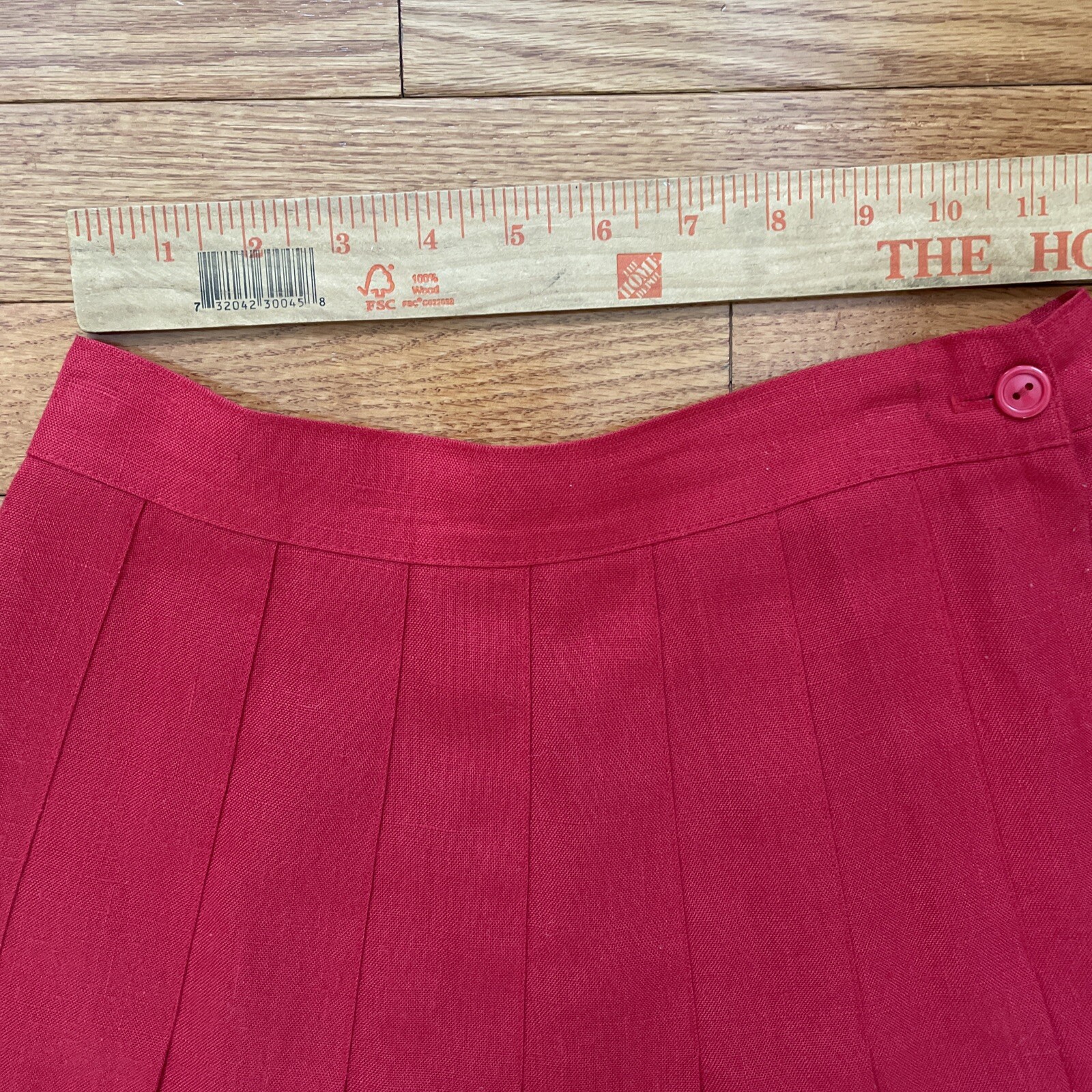 VTG Deb Womens Casual Pleated Button Zip Red A Line Skirt XS Tennis Cheer Style