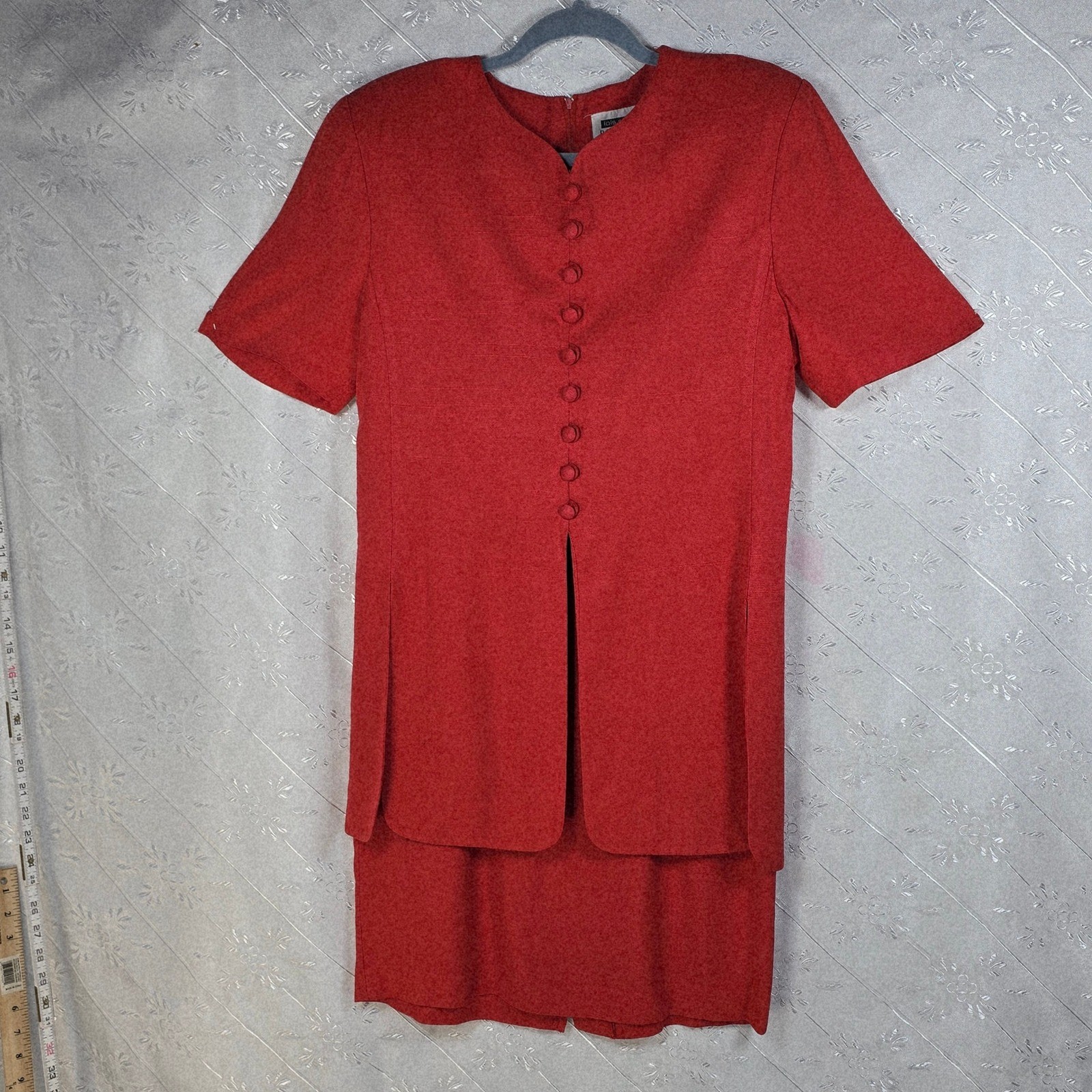 Lois Snyder Dani Max Vintage 90s Dress with Attached Jacket Woman 10 Red Midi