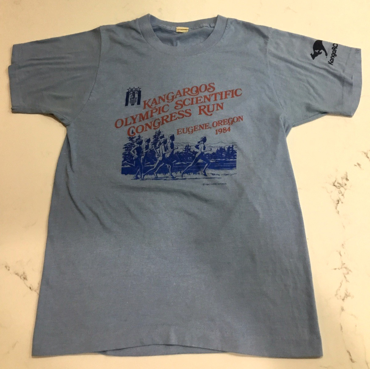 Vintage 1984 Olympic Scientific Congress Run Tee Track & Field Eugene, Or small
