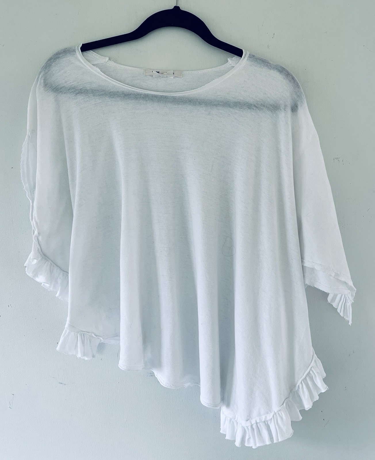 Comme Des Garcon Vintage 2012 Cotton Ruffle Crop T Shirt Top