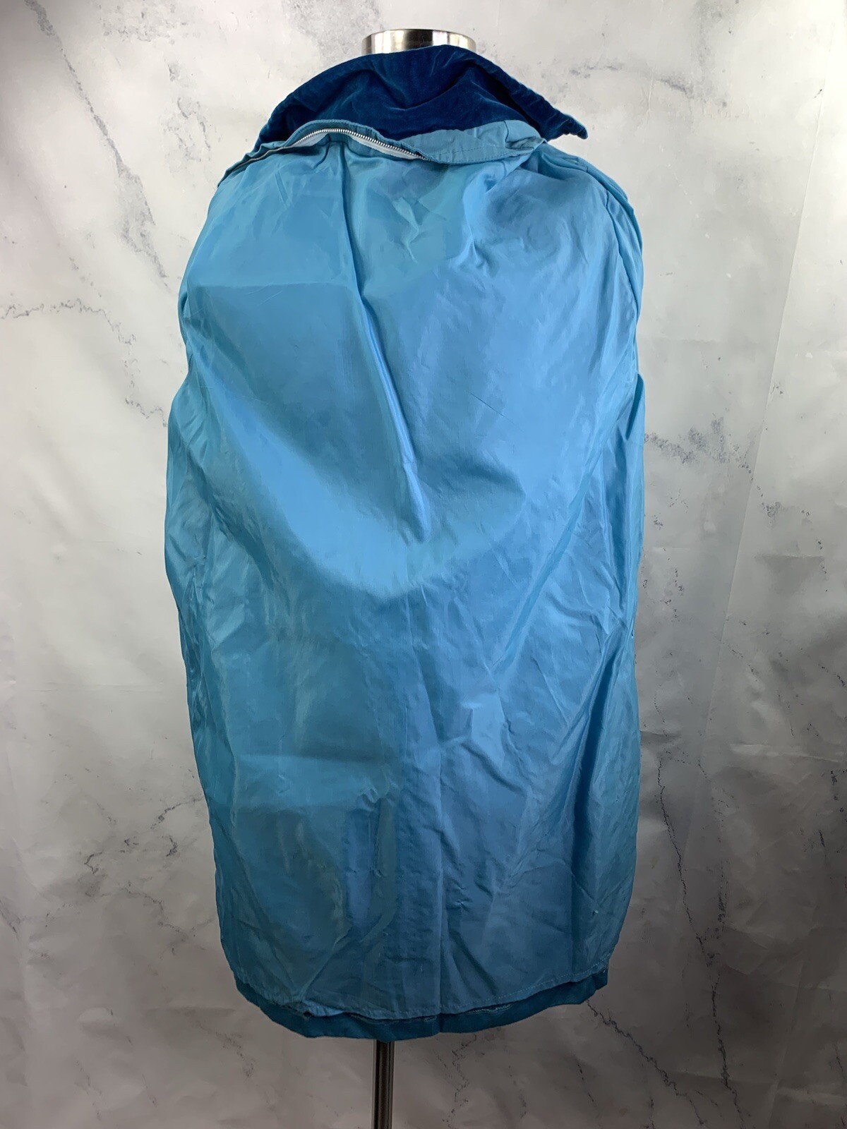 Vintage 60s Sears MOD Trench Coat Womens S Blue Velvet Collar Retro Spy Jacket