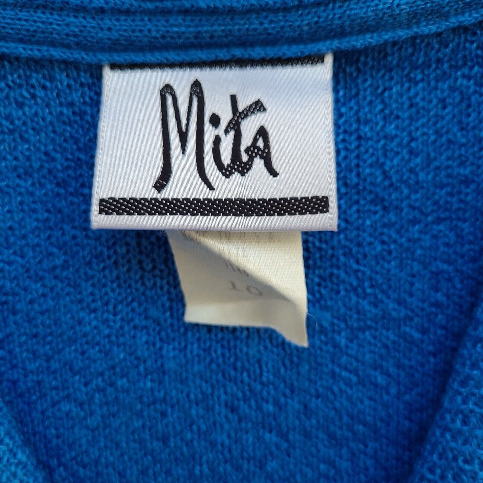 Vintage Santana Knit Button Front Top Tag sz 10 Bright Blue Shirt USA Old Money
