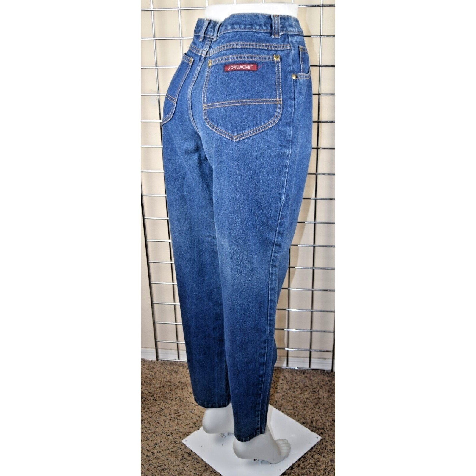 Vintage Jordache Jeans 28 x 29 70s Blue Pleat Tapered High Waist Patched MadeUSA