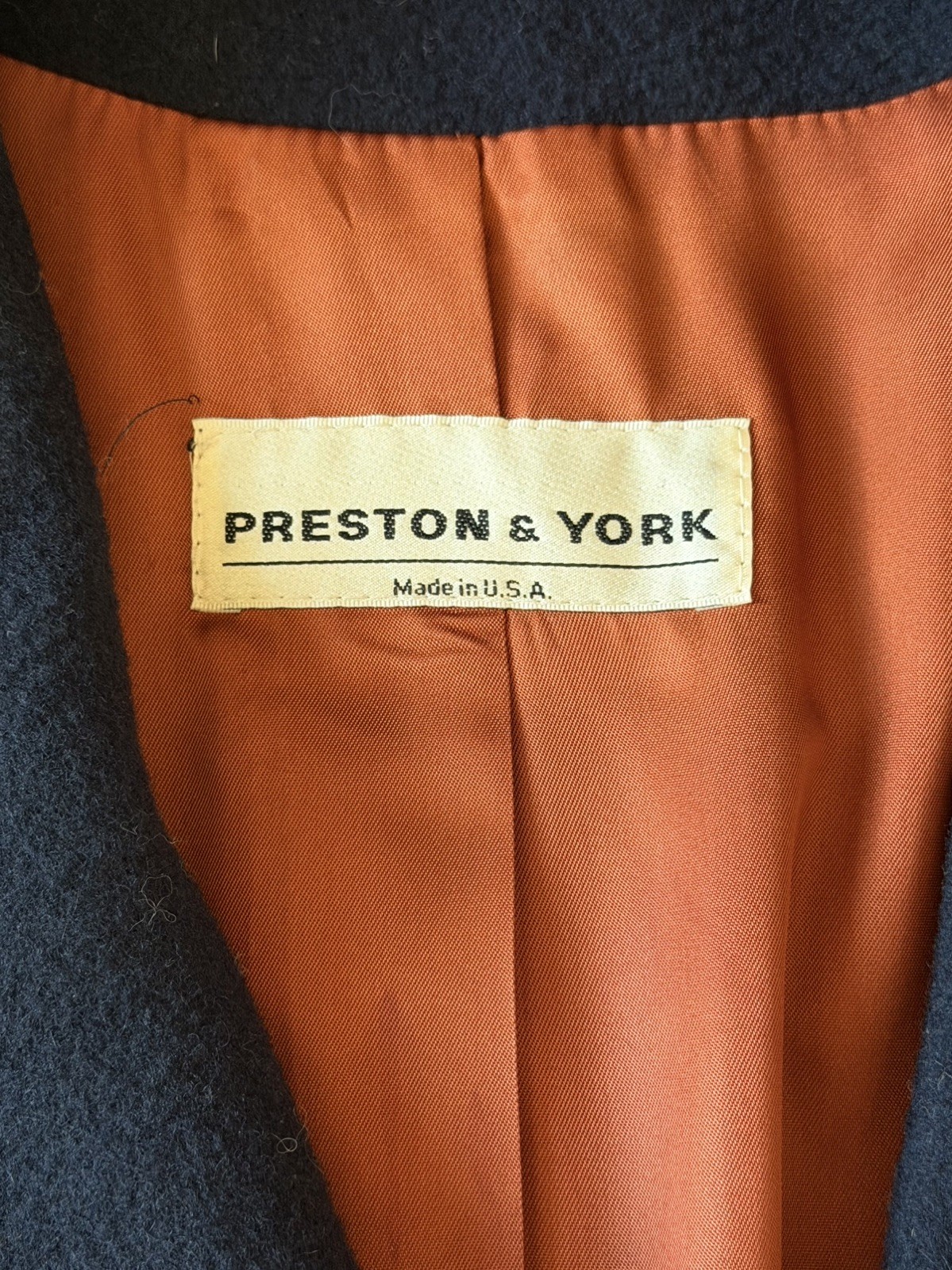 Vintage PRESTON & YORK Navy Blue Coat 100% Wool Forstman Size 12