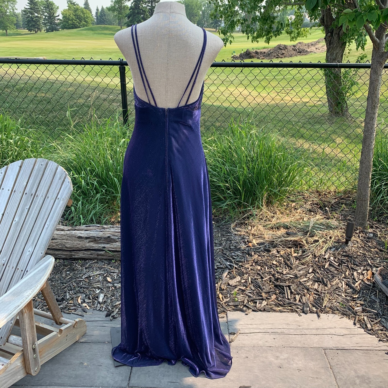 Vtg Morgan & Co Linda Bernell Maxi Dress Formal Gown 11 Purple Iridescent Fairy