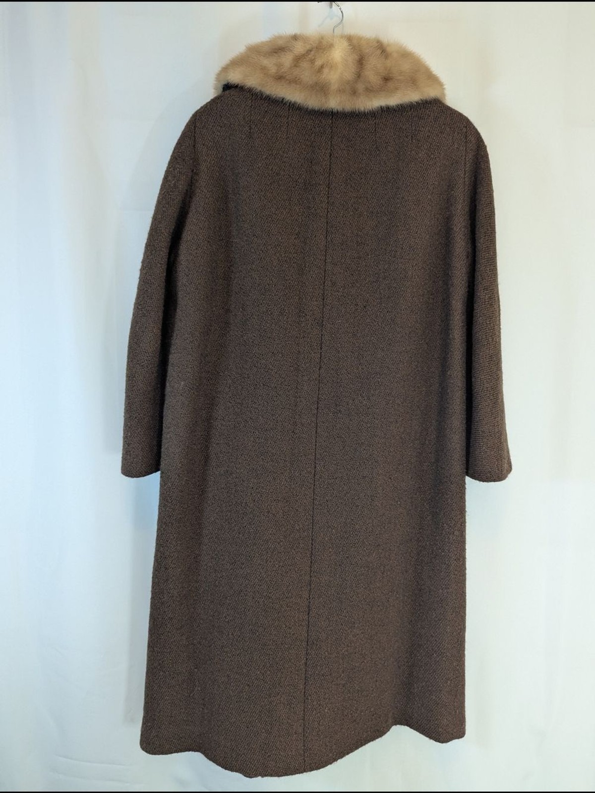 Vintage Sycamore Hahne & Co Brown Wool Coat Mink Collar Union Tag Women’s M/L