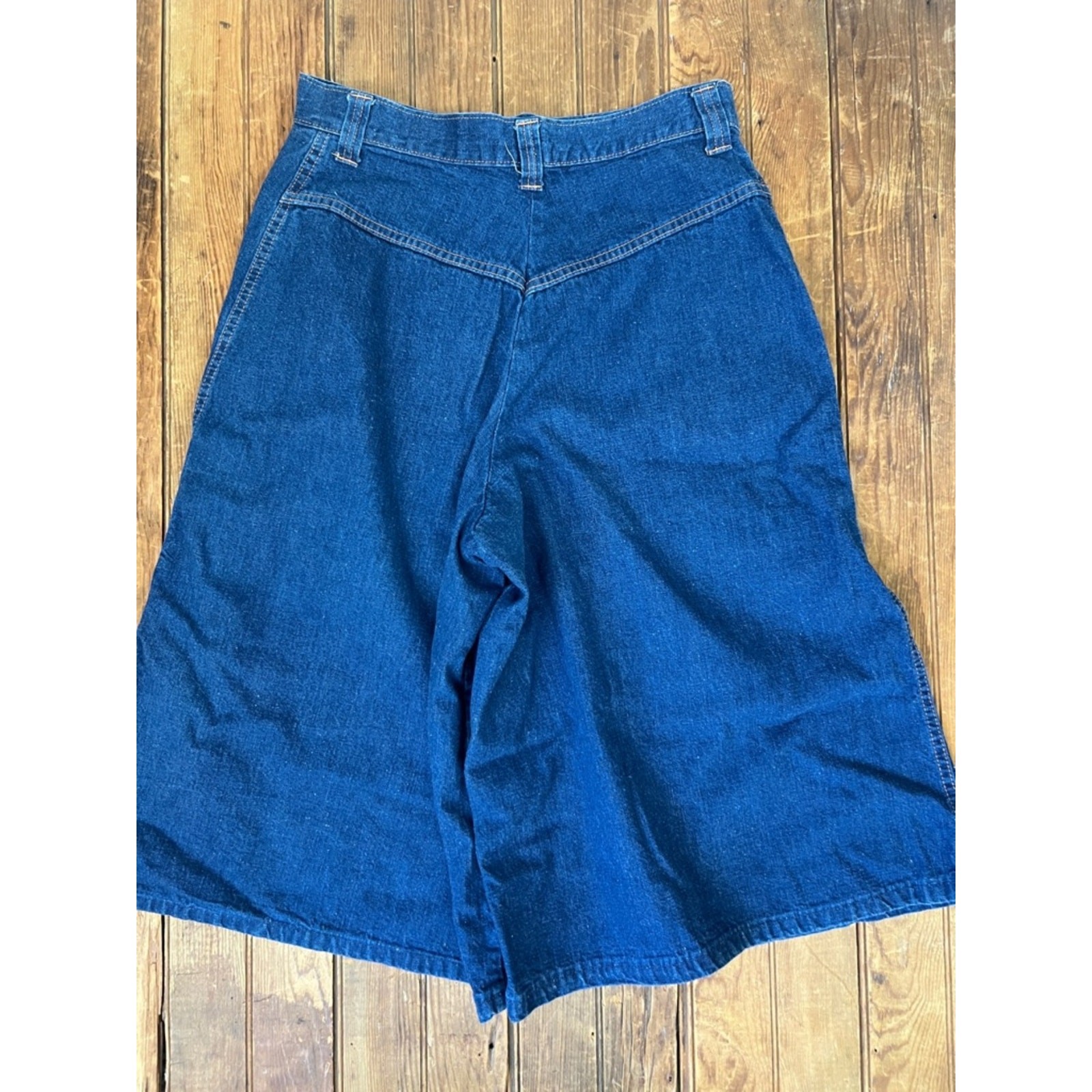 Women’s vintage 70s gauchos blue denim wide leg high waisted