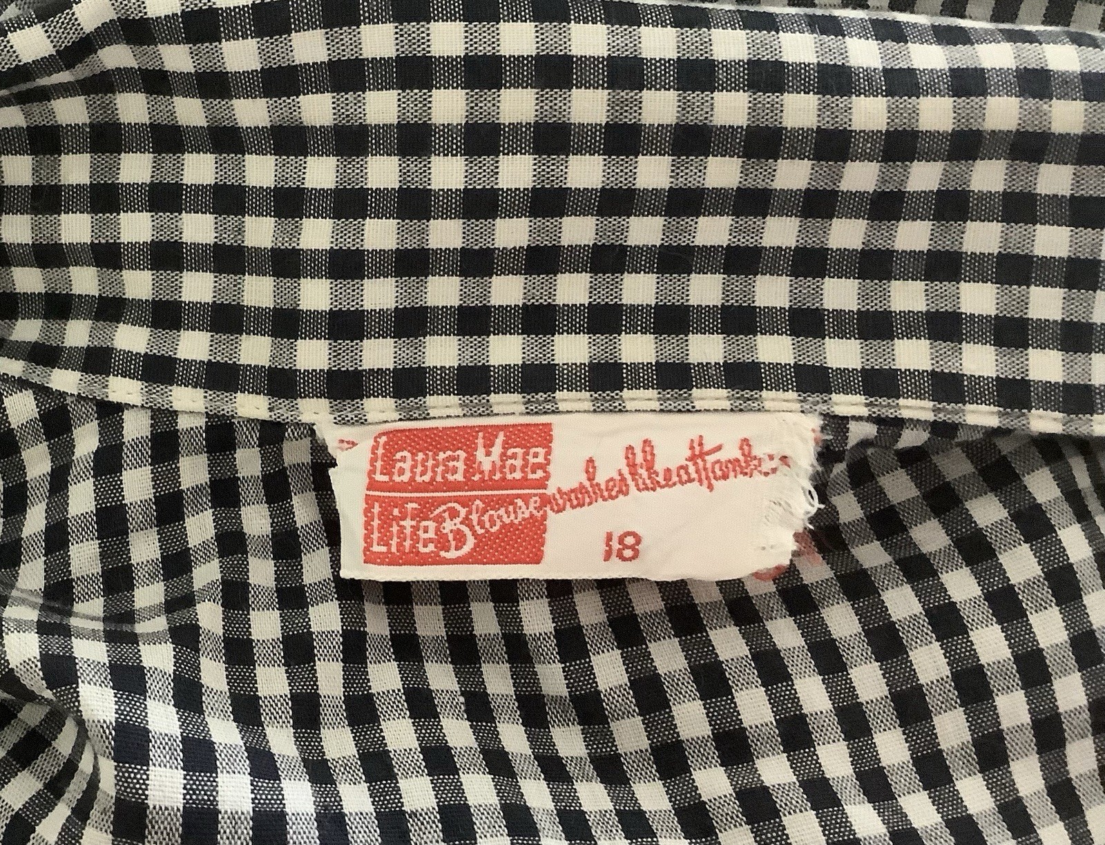 Vintage Black & White Checked M 1950s Sleeveless Cotton Dress Laura Mae Gingham