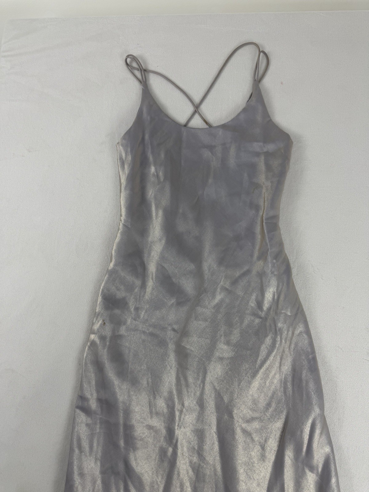 Jump 90s Y2k Vintage Purple Metallic Iridescent Formal Gown Maxi Dress Sz 5-6 S
