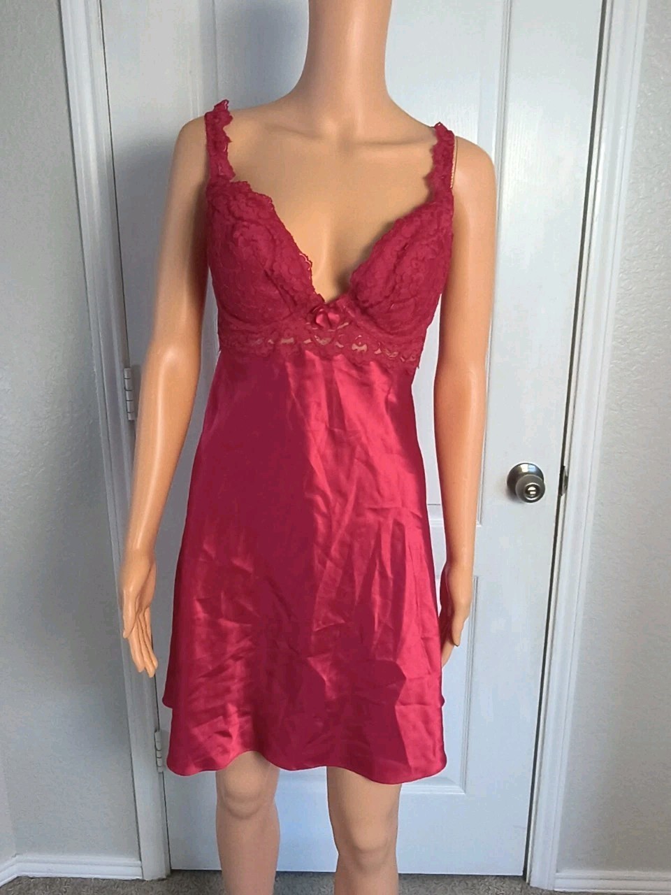 Vintage Victoria Secret Babydoll 90s Satin Lace Lingerie Size L Miracle Bra -P41