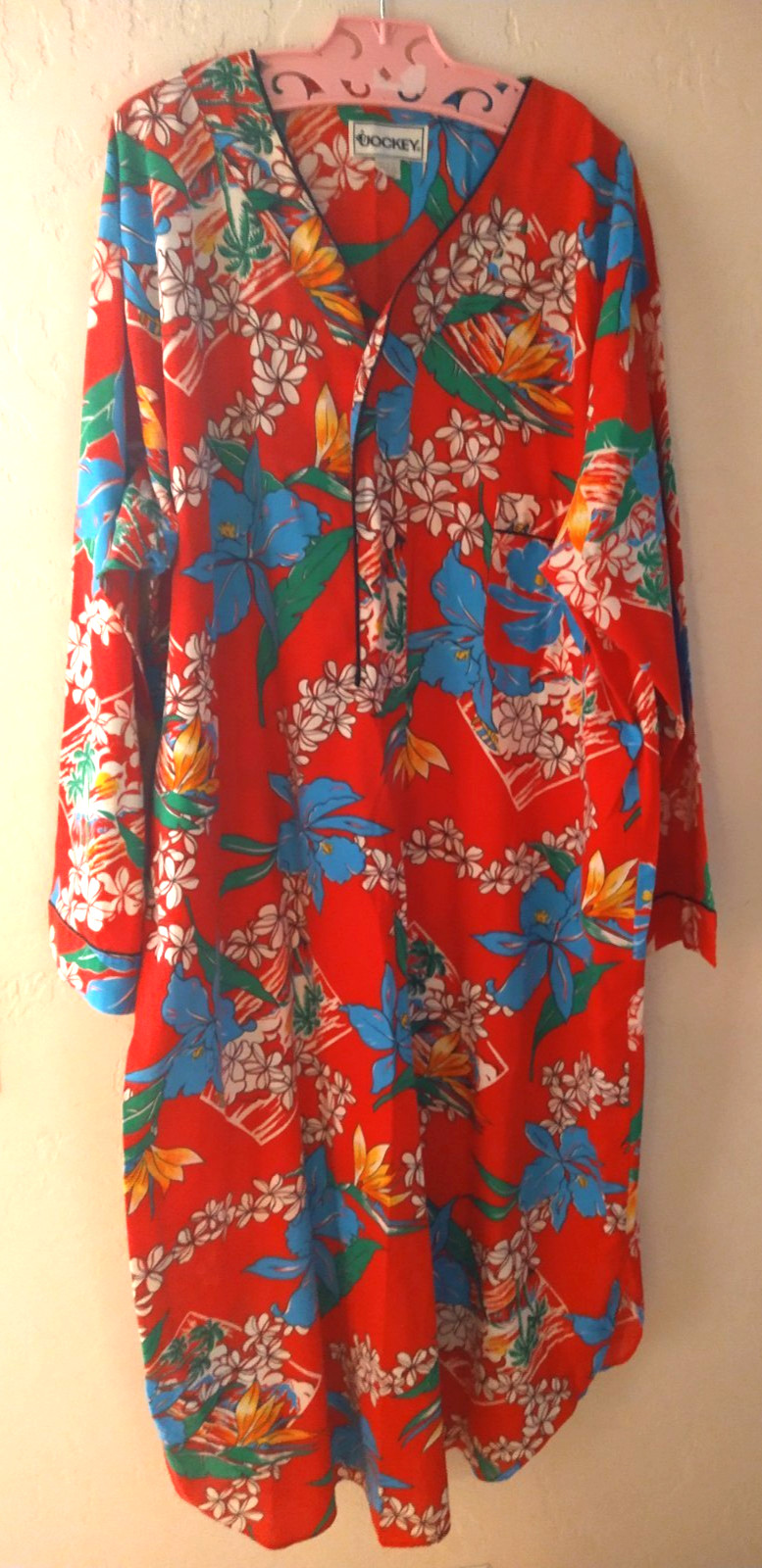 Vtg Jockey Hostess Lounge Dress Kaftan Muumuu Hawaiian Muumuu Pocket XL