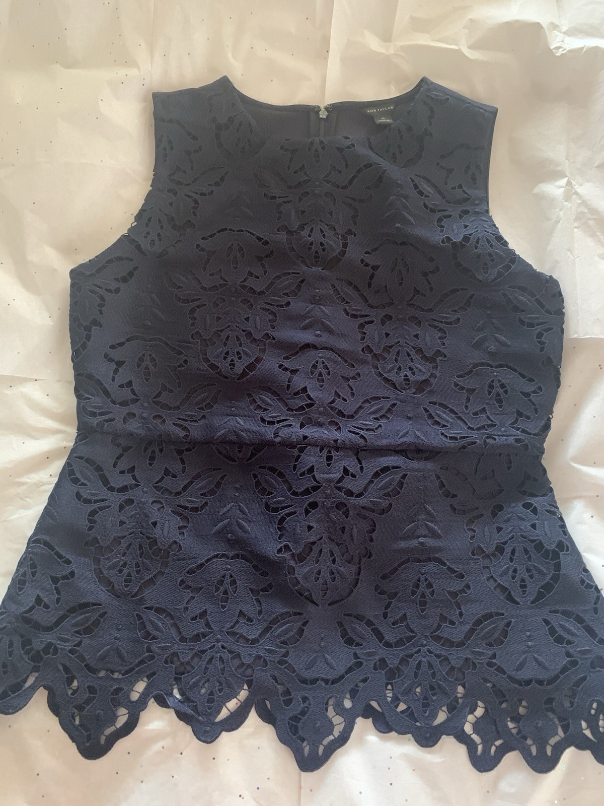Gorgeous Ann Taylor Navy Botanical Lace Wardrobe- Top, Skirt And Jacket.