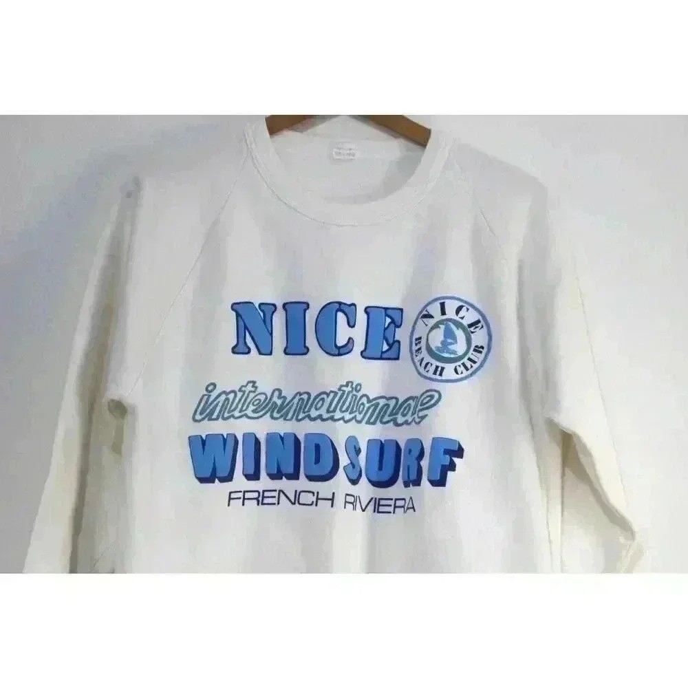 Vintage 80s Nice French Riviera Windsurf Beach Club Sweatshirt | M