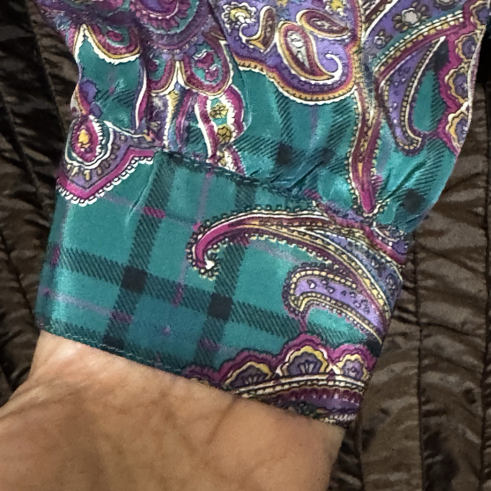 Alfred Dunner Blouse Sz 14 Blouse Bow Neck Long Sleeve Paisley 1980s Vintage