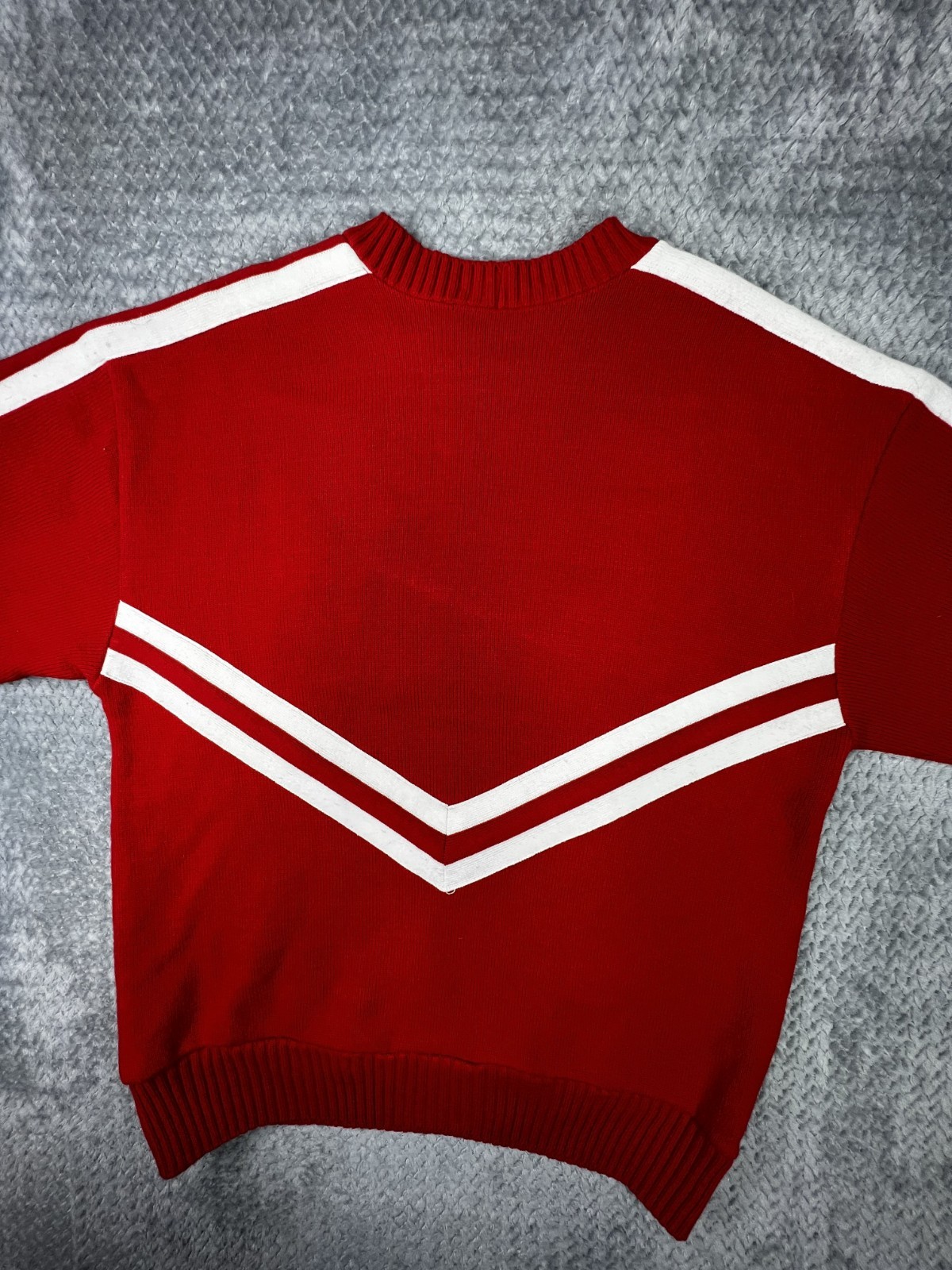 Varsity Red White Cheerleader Acrylic Pullover Sweater Shirt Medium Cardinals