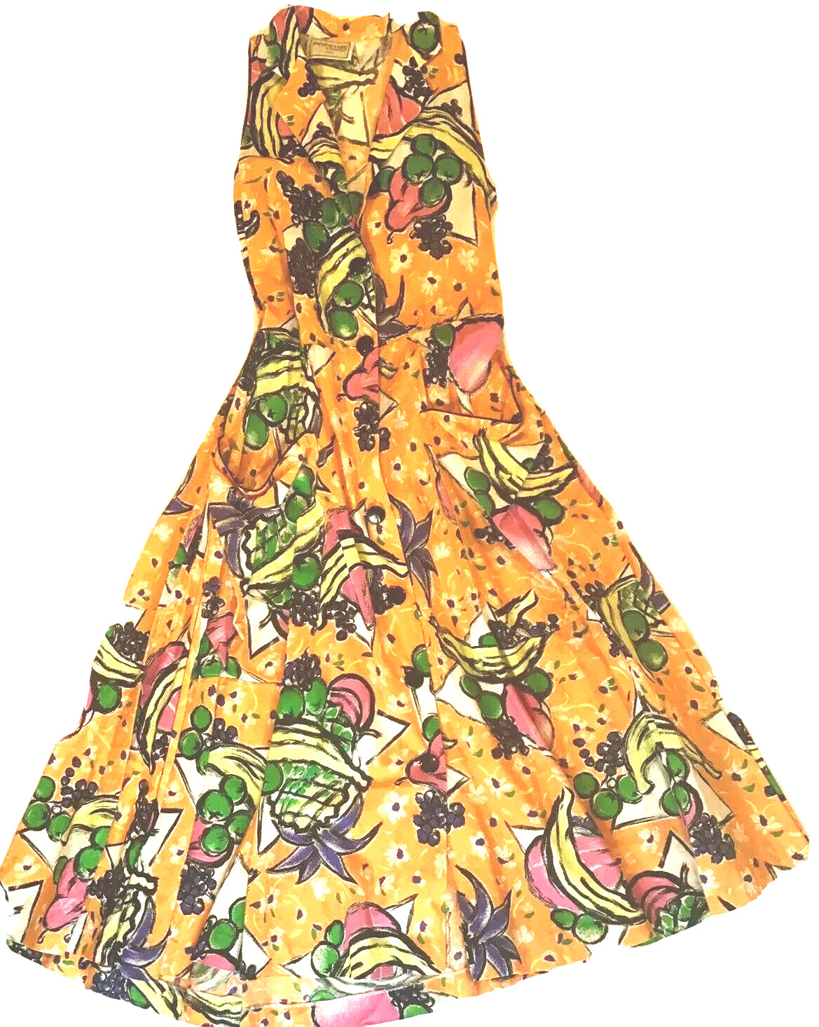 Prestige De Chofflet French Tea Peasant Sleeveless Shirt Dress 1980s Vintage