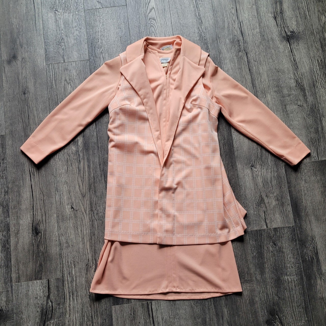 Vintage 50’s 60’s Smarty Togs of Texas Dress & Vest Set Coral Checked Women’s 22