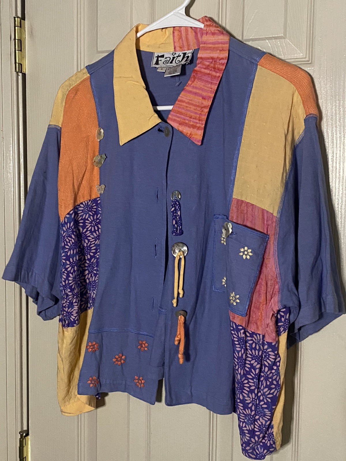 Faith Vintage Block Button Up Large