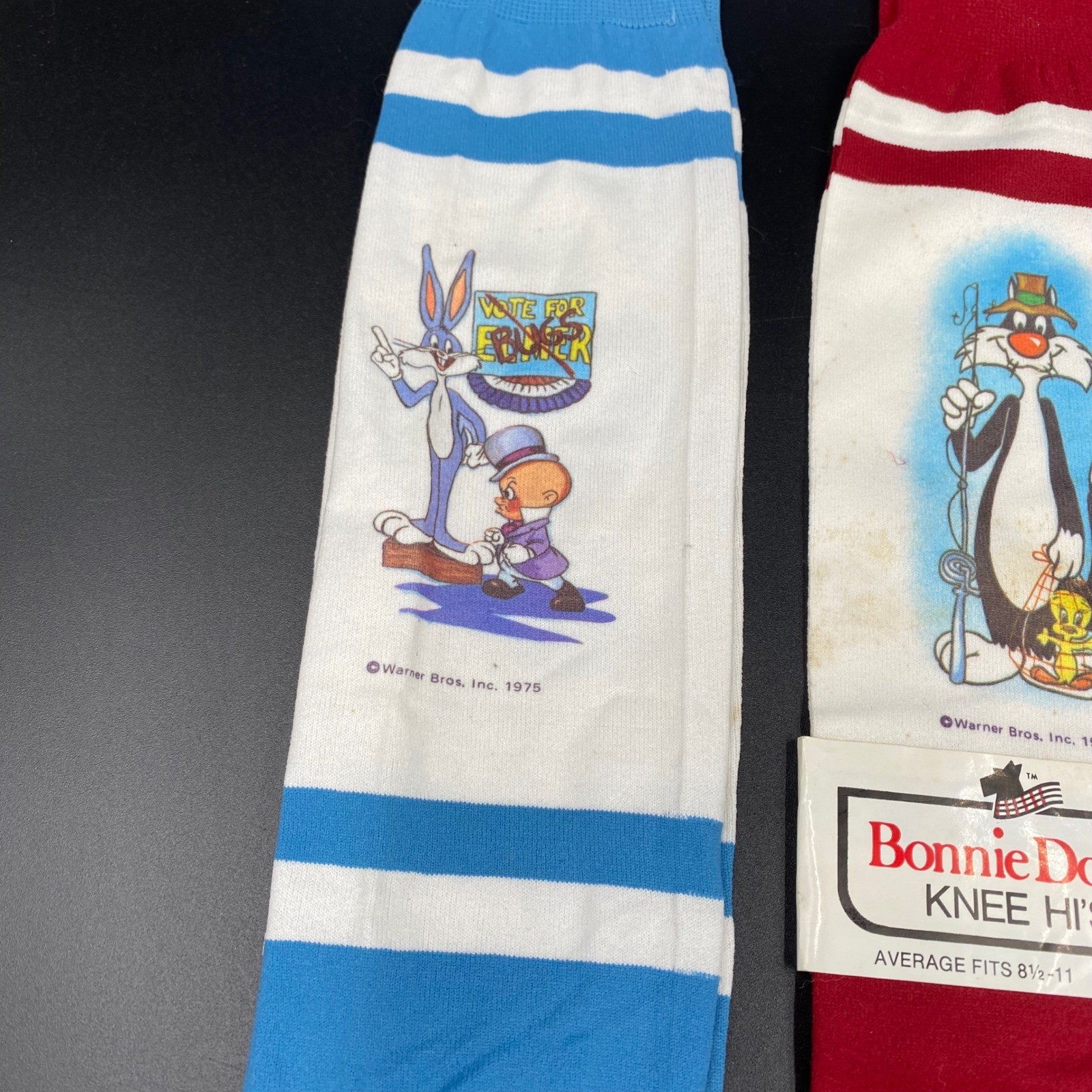 Bonnie Doon Looney Tunes Vintage 70s Knee High Socks Lot Bugs Tweety Woody 8-11