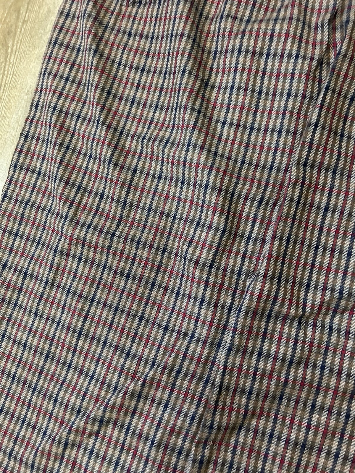 Vintage David Brooks Wool Blend Plaid Midi Skirt Button Waist Detail SZ 12