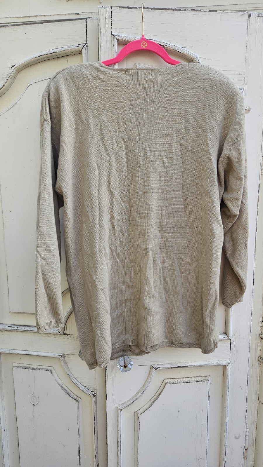 Vintage Pringle Of Scotland Beige 100% Cotton Front Pocket Cardigan Size L