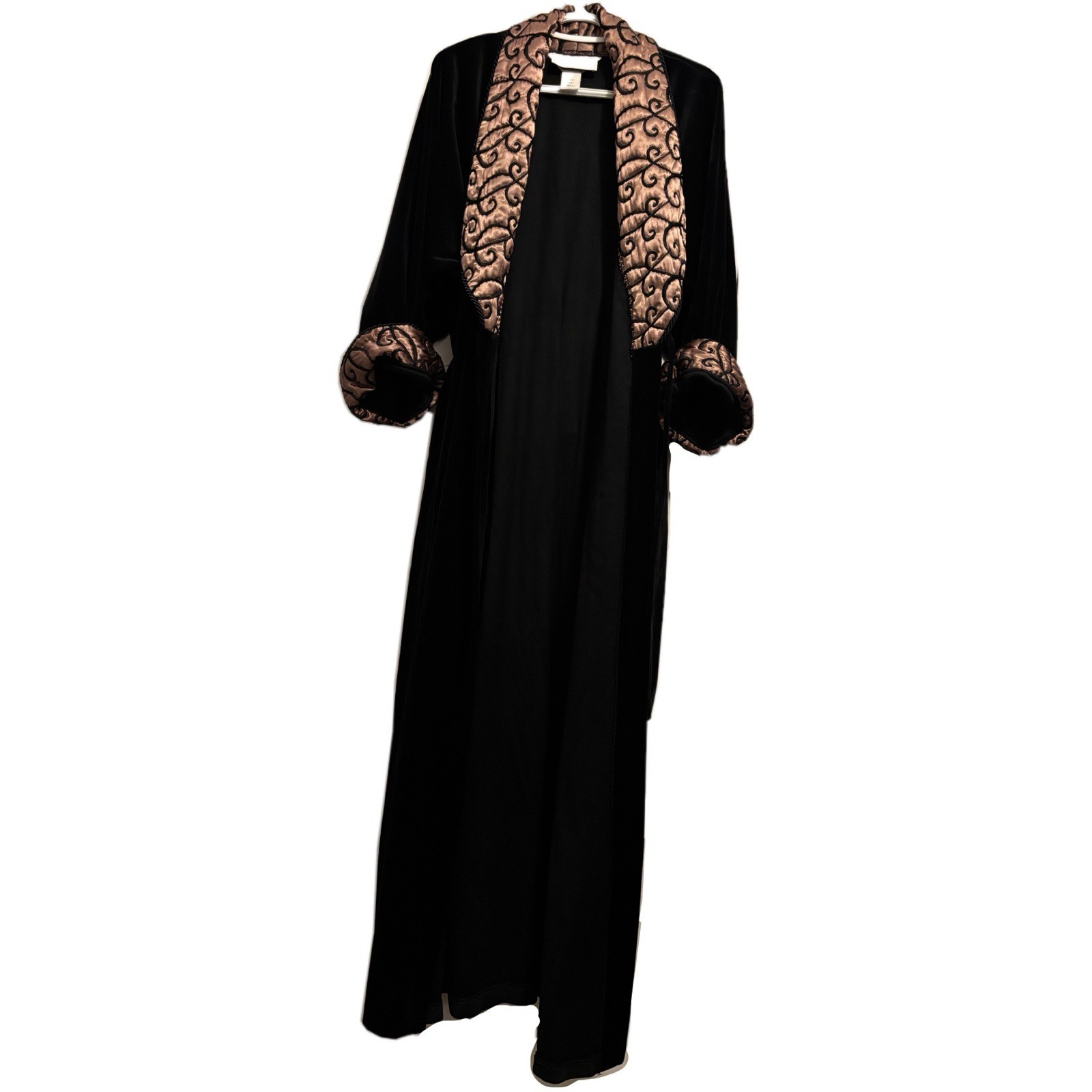 Saks Fifth Avenue Diamond Tea Vintage Black Velour Women’s Embroidered Robe