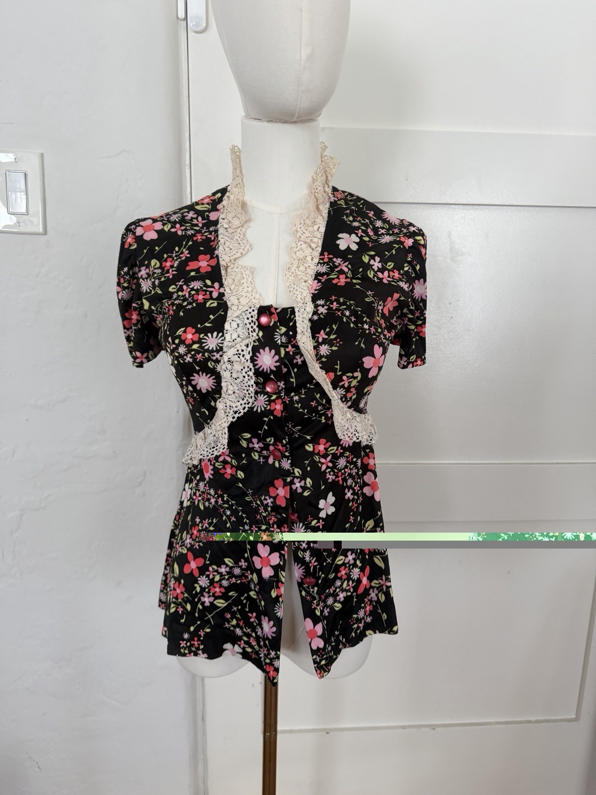 1970s Floral Skirt + Top Set