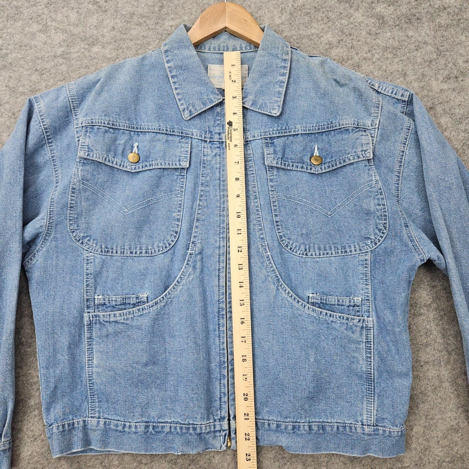 Sergio Valente Women’s Blue Denim Jacket Size M 100% Cotton Zip Up Vintage 80s