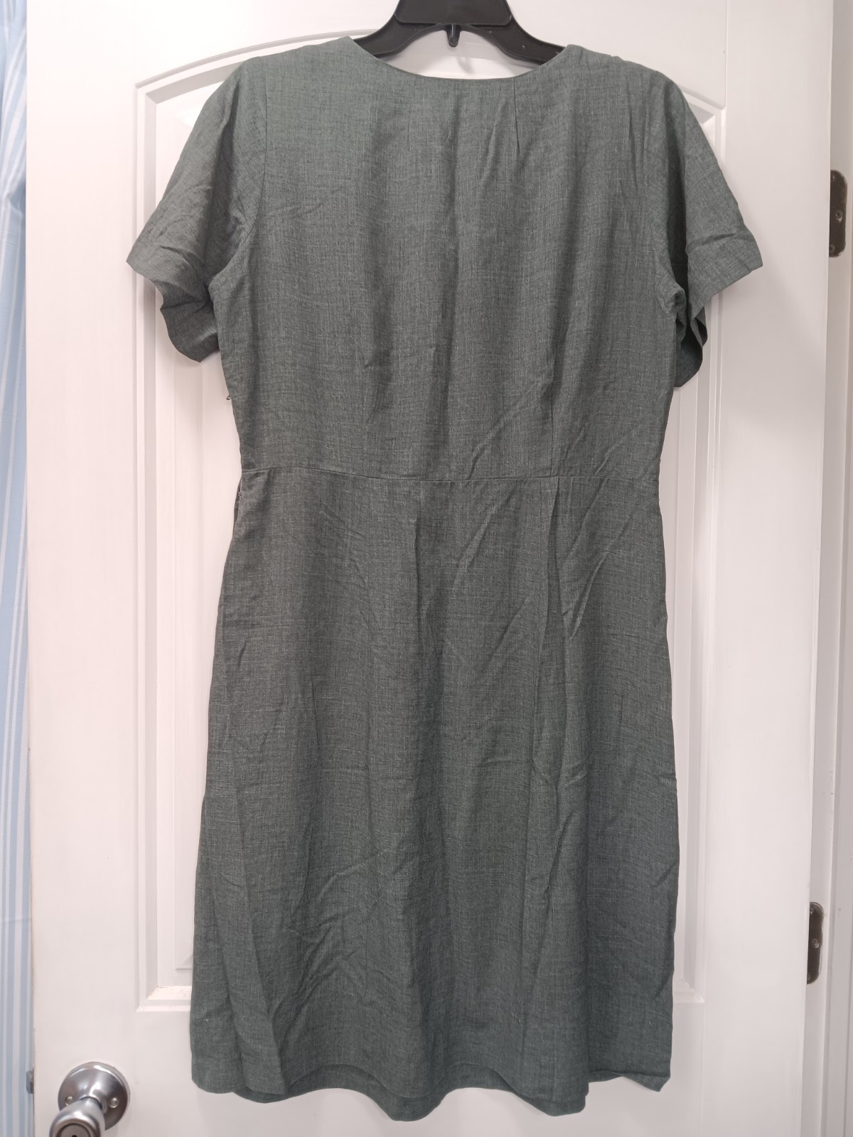 Vtg 1950s Mynette Shift Dress L Gray Secretary Pin-Up