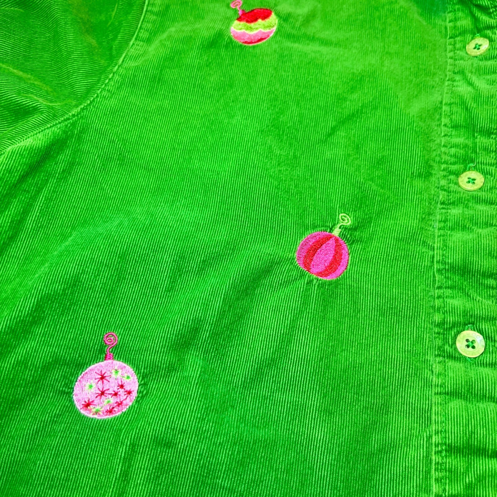 Vintage Quacker Factory Womens Size Large Christmas Ornament Corduroy Shirt
