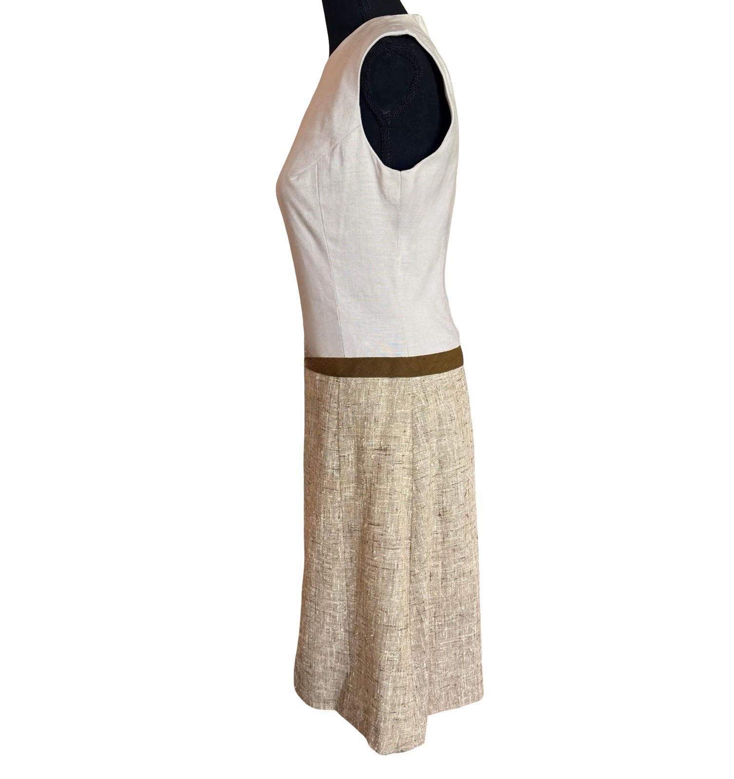 Vintage 1960s Sue Brett Tweed Style Dress and Jacket Set with Bow Size 6 Mod