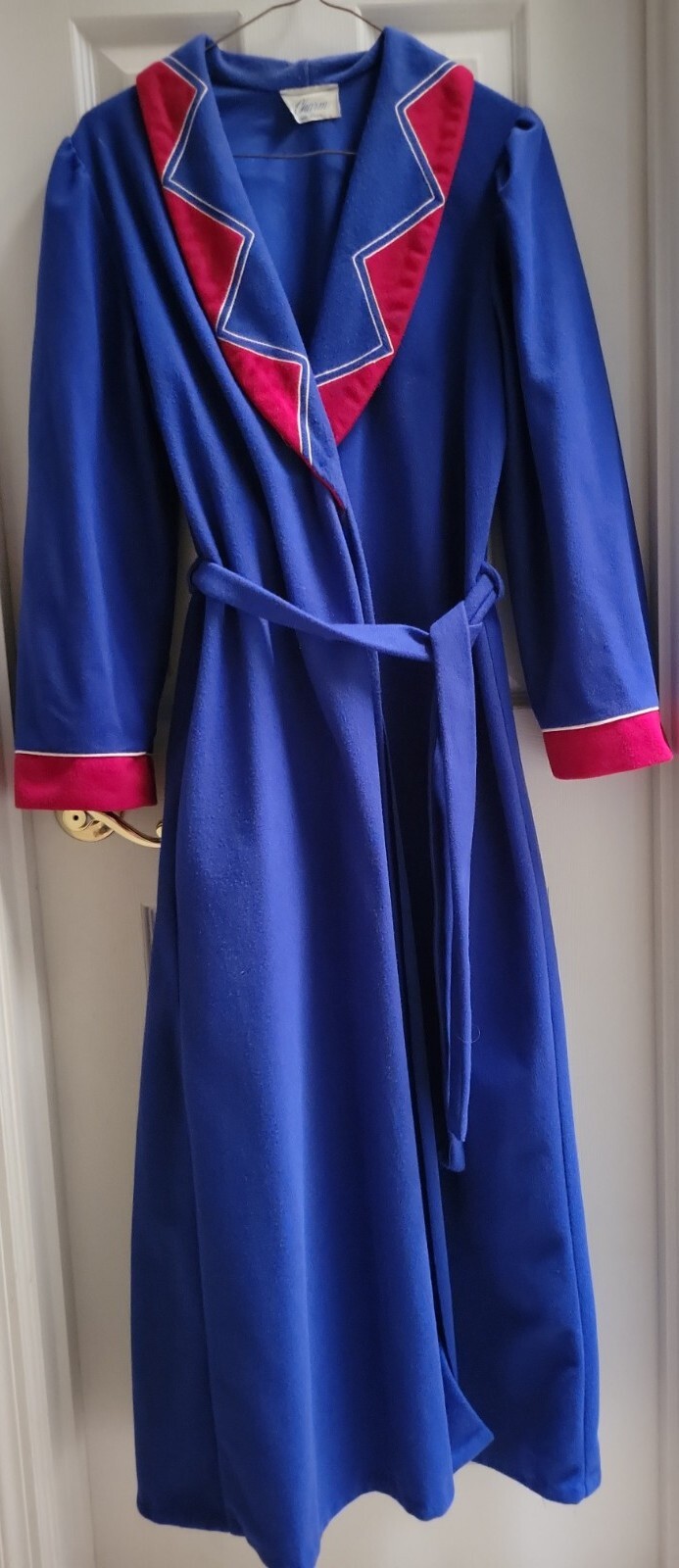 Vintage Robe Housecoat Tie Wrap Long It’s A Charm Women’s Medium Blue USA Made